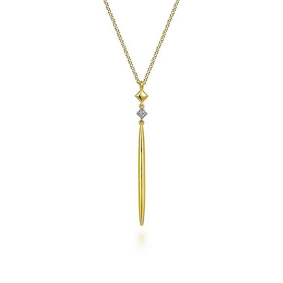 14K YELLOW GOLD .03CTW DIAMOND SPIKE PENDANT