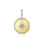 14K YELLOW GOLD DIAMOND STARBURST MEDALLION