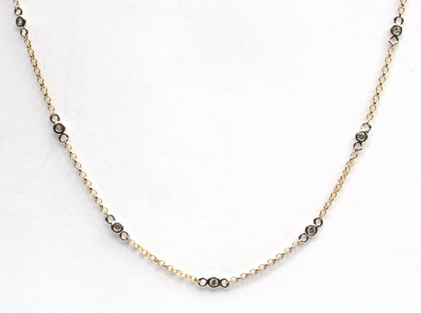 14K YELLOW AND WHITE GOLD DIAMOND STATION NECKLACE