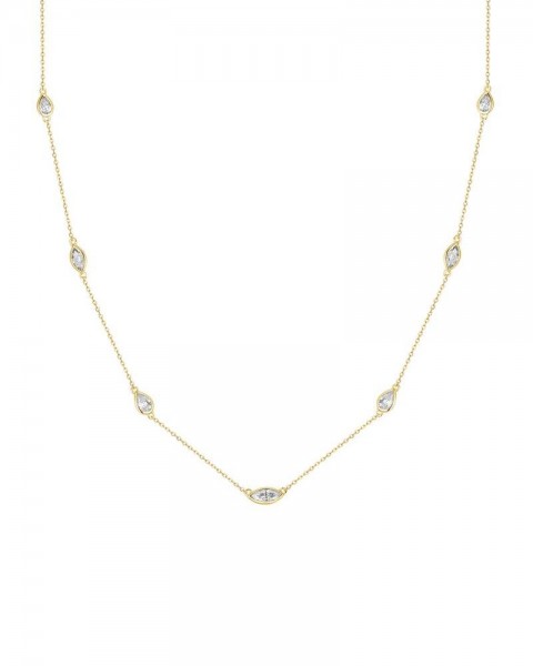 14K YELLOW GOLD DIAMOND STATION NECKLACE