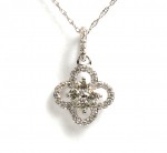 14K WHITE GOLD DIAMOND CLOVER NECKLACE