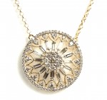 14K TWO TONED DIAMOND MEDALLION PENDANT