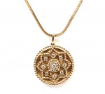 14K YELLOW GOLD DIAMOND MEDALLION PENDANT