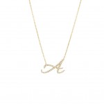 14K YELLOW GOLD DIAMOND INITIAL A PENDANT