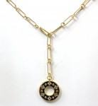 14K YELLOW GOLD DIAMOND DISC NECKLACE ON PAPERCLIP CHAIN