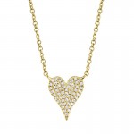 14K YELLOW GOLD DIAMOND PAVE HEART PENDANT .11CTW