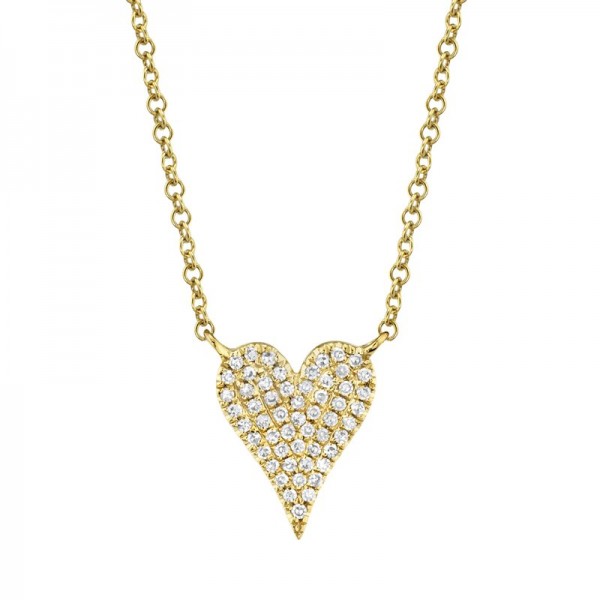 14K YELLOW GOLD DIAMOND PAVE HEART PENDANT .11CTW