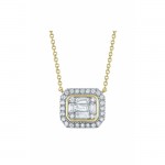 14K YELLOW GOLD DIAMOND BAGUETTE NECKLACE