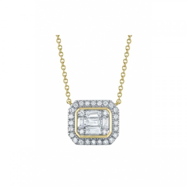 14K YELLOW GOLD DIAMOND BAGUETTE NECKLACE