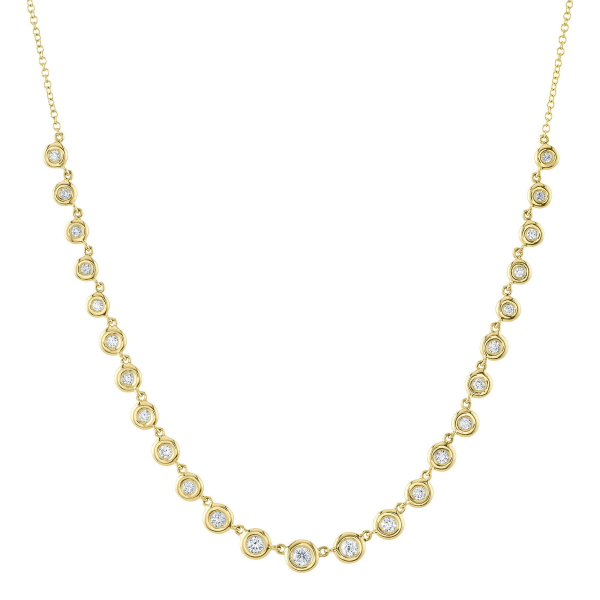 14K YELLOW GOLD DIAMOND BEZEL STATION NECKLACE