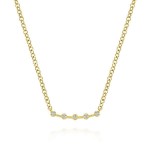 14K YELLOW GOLD DIAMOND CURVED BAR NECKLACE