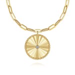 14K YELLOW GOLD DIAMOND GOLD SUNBURST MEDALLION