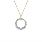 14K WHITE GOLD DIAMOND DROP CIRCLE PENDANT