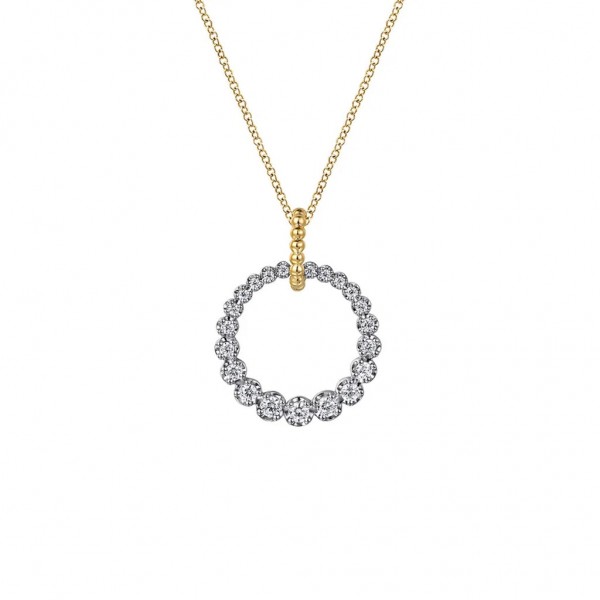 14K WHITE GOLD DIAMOND DROP CIRCLE PENDANT