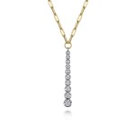 14K TWO TONE DIAMOND VERTICAL BAR NECKLACE