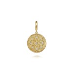 14K YELLOW GOLD DIAMOND MEDALLION PENDANT