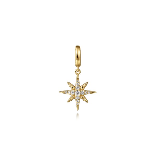 14K YELLOW GOLD DIAMOND STAR CHARM PENDANT