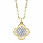 14K YELLOW GOLD DIAMOND CLOVER PENDANT