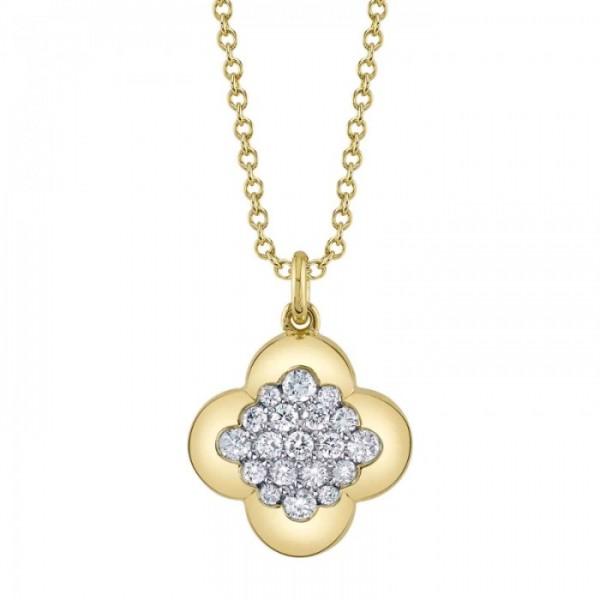 14K YELLOW GOLD DIAMOND CLOVER PENDANT