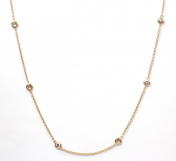 14K YELLOW GOLD DIAMOND STATION NECKLACE