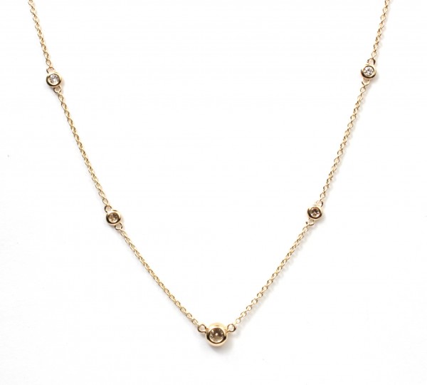 14K YELLOW GOLD DIAMOND STATION NECKLACE