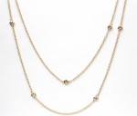 14K YELLOW GOLD DIAMOND DOUBLE STRAND STATION NECKLACE