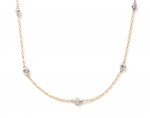 14K TWO TONE DIAMOND STATION NECKLACE