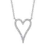 14K WHITE GOLD OPEN HEART DIAMOND PENDANT