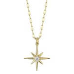 14K YELLOW GOLD NORTH STAR DIAMOND NECKLACE WITH  SPARKLE CHAIN