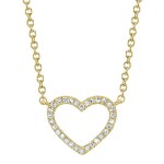 14K YELLOW GOLD DIAMOND OPEN HEART NECKLACE