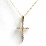 14K YELLOW GOLD DIAMOND CROSS PENDANT