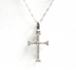 14K WHITE GOLD DIAMOND CROSS PENDANT