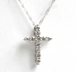 14K WHITE GOLD DIAMOND CROSS PENDANT