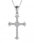 14K WHITE GOLD DIAMOND CROSS PENDANT