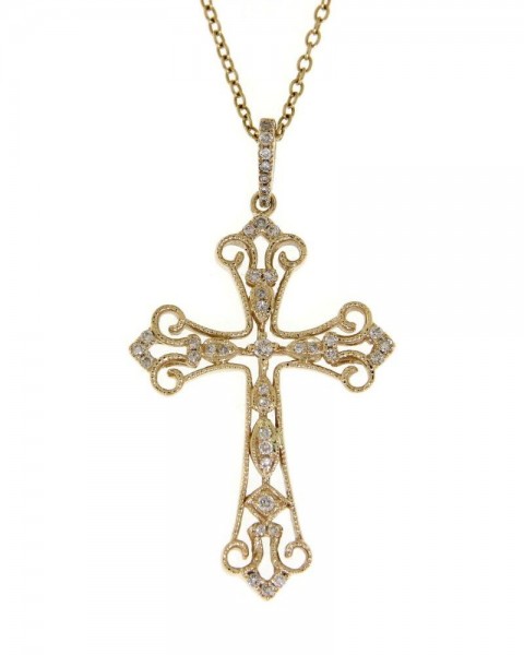 14K YELLOW GOLD DIAMOND CROSS