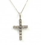 14K White Gold .79ctw Diamond Cross Necklace