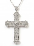 14K WHITE GOLD DIAMOND CROSS NECKLACE