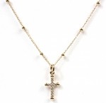 14K YELLOW GOLD DIAMOND CROSS PENDANT