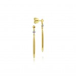 14K YELLOW GOLD DIAMOND SPIKE DROP EARRINGS