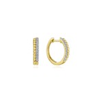 14K YELLOW GOLD DIAMOND BEAD PAVE HUGGIE EARINGS