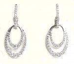 14K WHITE GOLD DIAMOND DOUBLE LOOP DANGLE EARRINGS