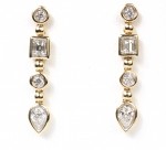 14K YELLOW GOLD DIAMOND DANGLE EARRINGS