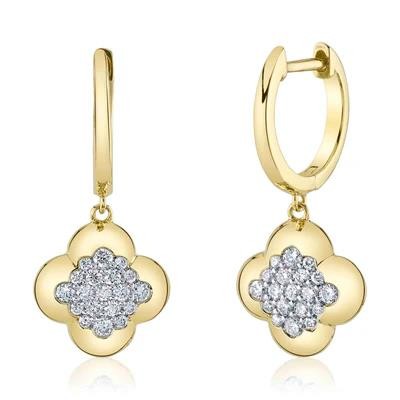 14K YELLOW GOLD DIAMOND CLOVER EARRINGS