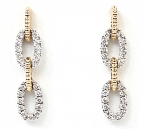 14K TWO TONE DIAMOND PAPERCLIP EARRINGS