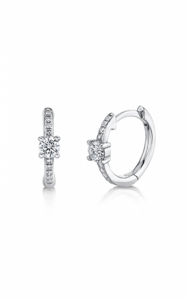 14K WHITE GOLD DIAMOND HUGGIE EARRINGS