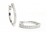 14K WHITE GOLD DIAMOND HUGGIE EARRINGS