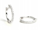 14K WHITE GOLD DIAMOND HUGGIE EARRINGS