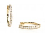 14K YELLOW GOLD DIAMOND HUGGIE EARRINGS