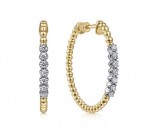 14K YELLOW GOLD DIAMOND BUJUKAN HOOP EARRINGS