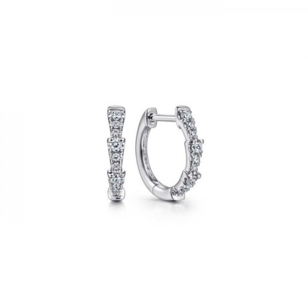 14K WHITE GOLD DIAMOND HUGGIE EARRINGS